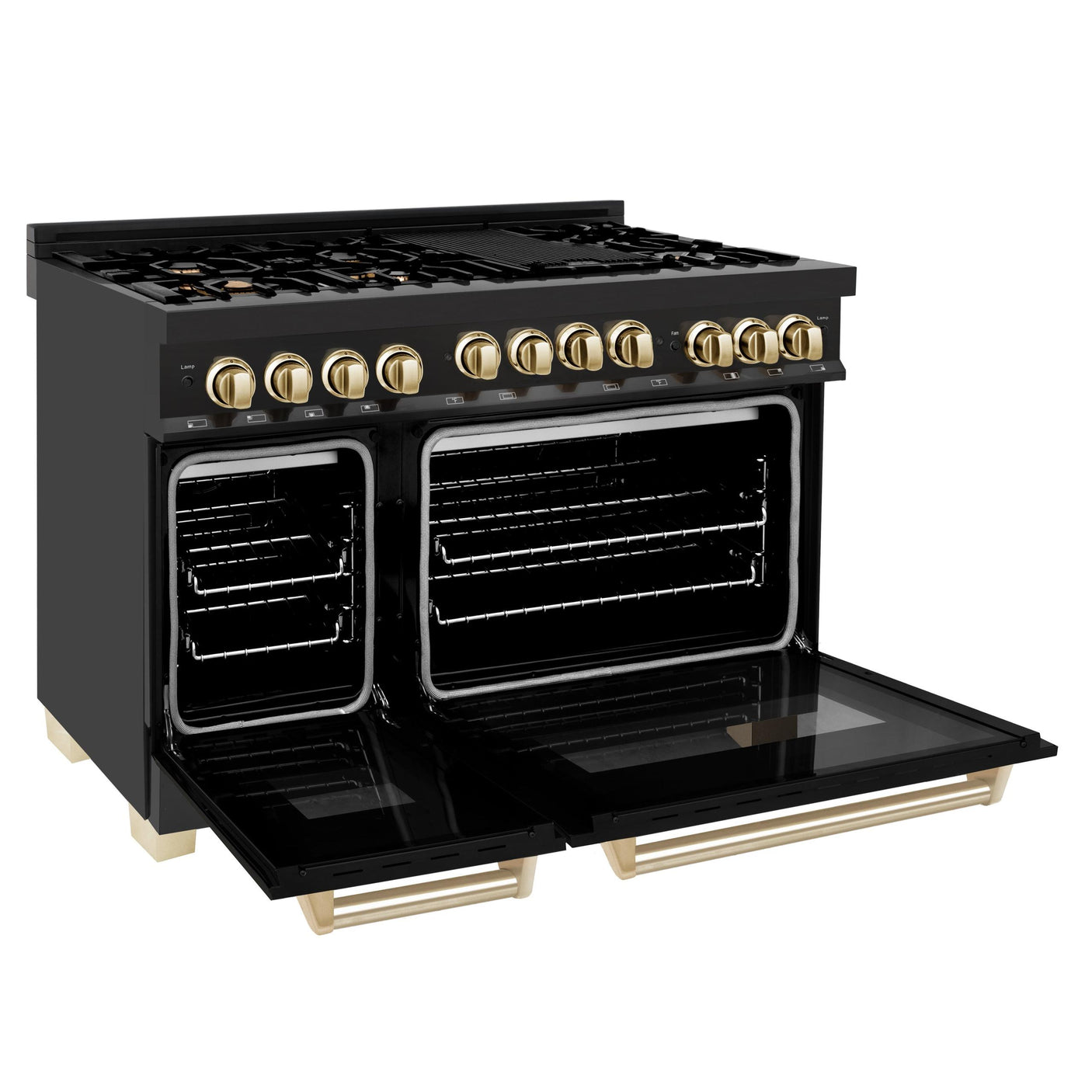 ZLINE Autograph Edition 48" 6.0 cu. ft. Range with Gas Stove and Gas Oven in Black Stainless Steel with Accents (RGBZ-48) [Color: Champagne Bronze]