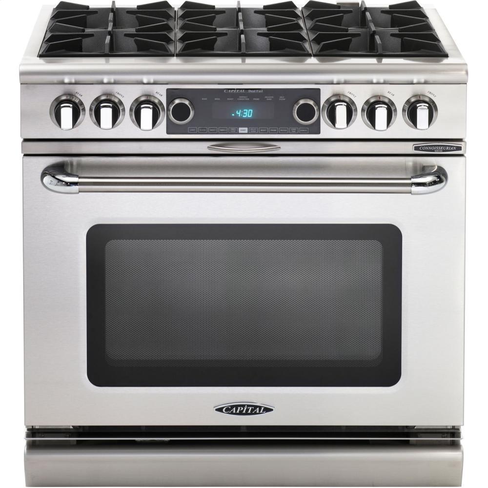 36" 6 Burner Gas Convection Range, Dual Fuel, Self Clean