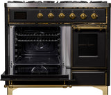 Majestic II 40 Inch Dual Fuel Liquid Propane Freestanding Range in Matte Graphite with Brass Trim