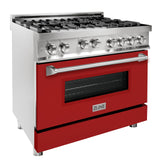 ZLINE 36" Professional 4.6 cu. ft. 6 Gas on Gas Range in Stainless Steel with Color Door Options (RG36) [Color: Stainless Steel]