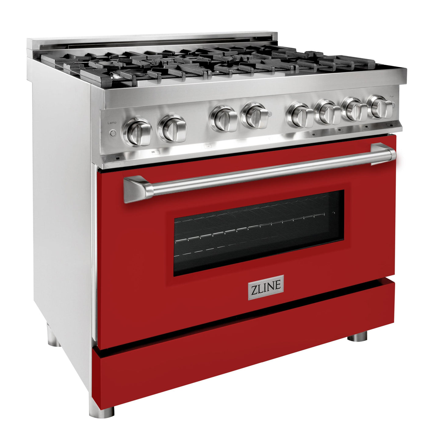 ZLINE 36" Professional 4.6 cu. ft. 6 Gas on Gas Range in Stainless Steel with Color Door Options (RG36) [Color: Red Gloss]