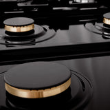 ZLINE 48" Porcelain Gas Stovetop in Black Stainless with 7 Gas Burners and Griddle (RTB-BR-48) [Color: Black Stainless Steel With Brass Burners]