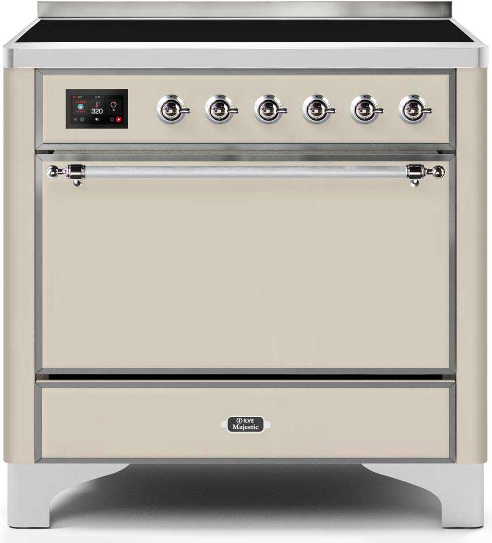 Majestic II 36 Inch Electric Freestanding Range in Antique White with Chrome Trim