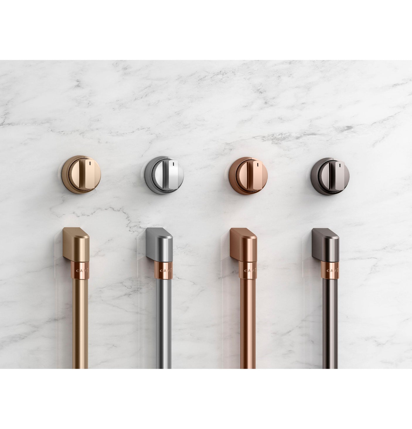 Café™ Front Control Induction Knobs and Handles - Brushed Copper