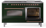 Nostalgie II 60 Inch Dual Fuel Liquid Propane Freestanding Range in Emerald Green with Copper Trim