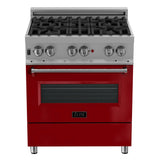 ZLINE 36 in. Professional Dual Fuel Range in DuraSnow Stainless Steel with Color Door Finishes (RAS-SN-36) [Color: Red Gloss]