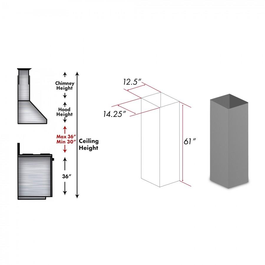 ZLINE 61" Wooden Chimney Extension for Ceilings up to 12.5 ft. (KBiUU-E)