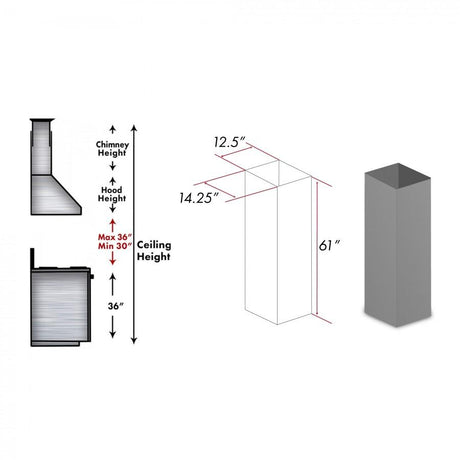 ZLINE 61" Wooden Chimney Extension for Ceilings up to 12.5 ft. (KBiUU-E)