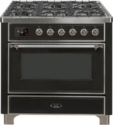 Majestic II 36 Inch Dual Fuel Liquid Propane Freestanding Range in Matte Graphite with Chrome Trim