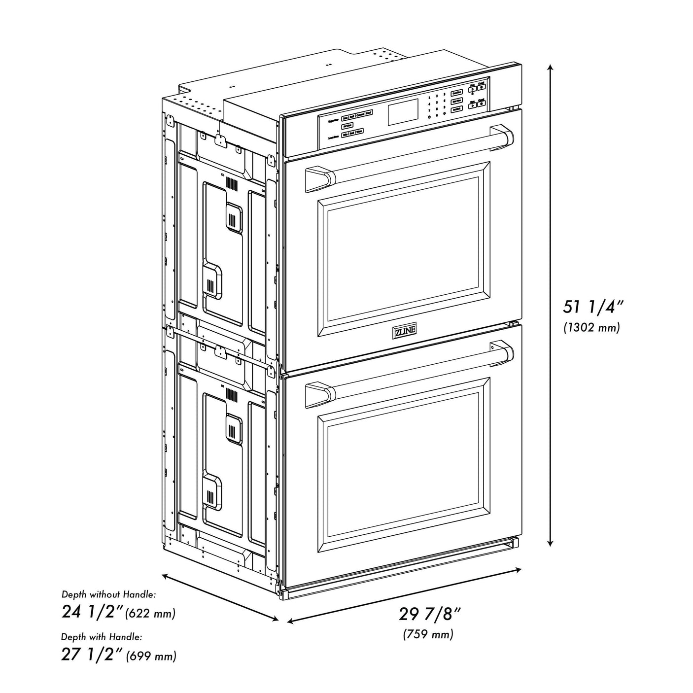 ZLINE 30 in. Autograph Edition Professional True Convection Double Wall Oven with Air Fry and Self Clean in Stainless Steel with White Matte Doors and Polished Gold Handles (WADZ-WM-30-G)