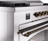 Nostalgie II 60 Inch Dual Fuel Liquid Propane Freestanding Range in Stainless Steel with Bronze Trim