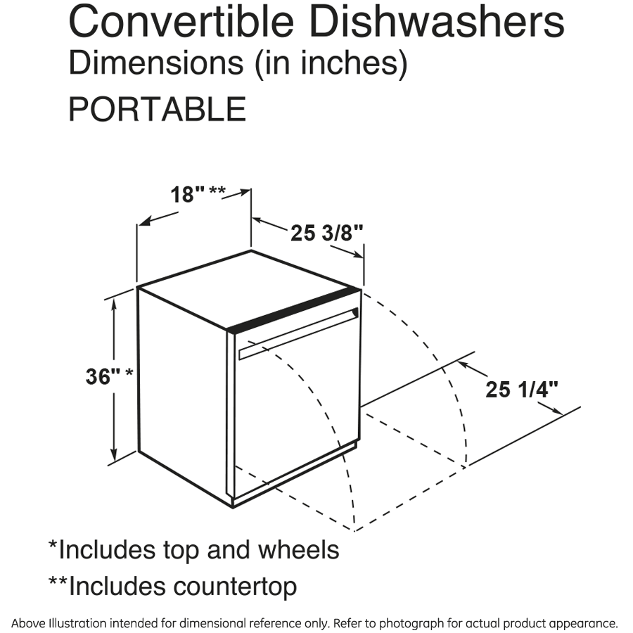 GE® ENERGY STAR® 18" Stainless Steel Interior Portable Dishwasher with Sanitize Cycle