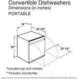 GE® ENERGY STAR® 18" Stainless Steel Interior Portable Dishwasher with Sanitize Cycle