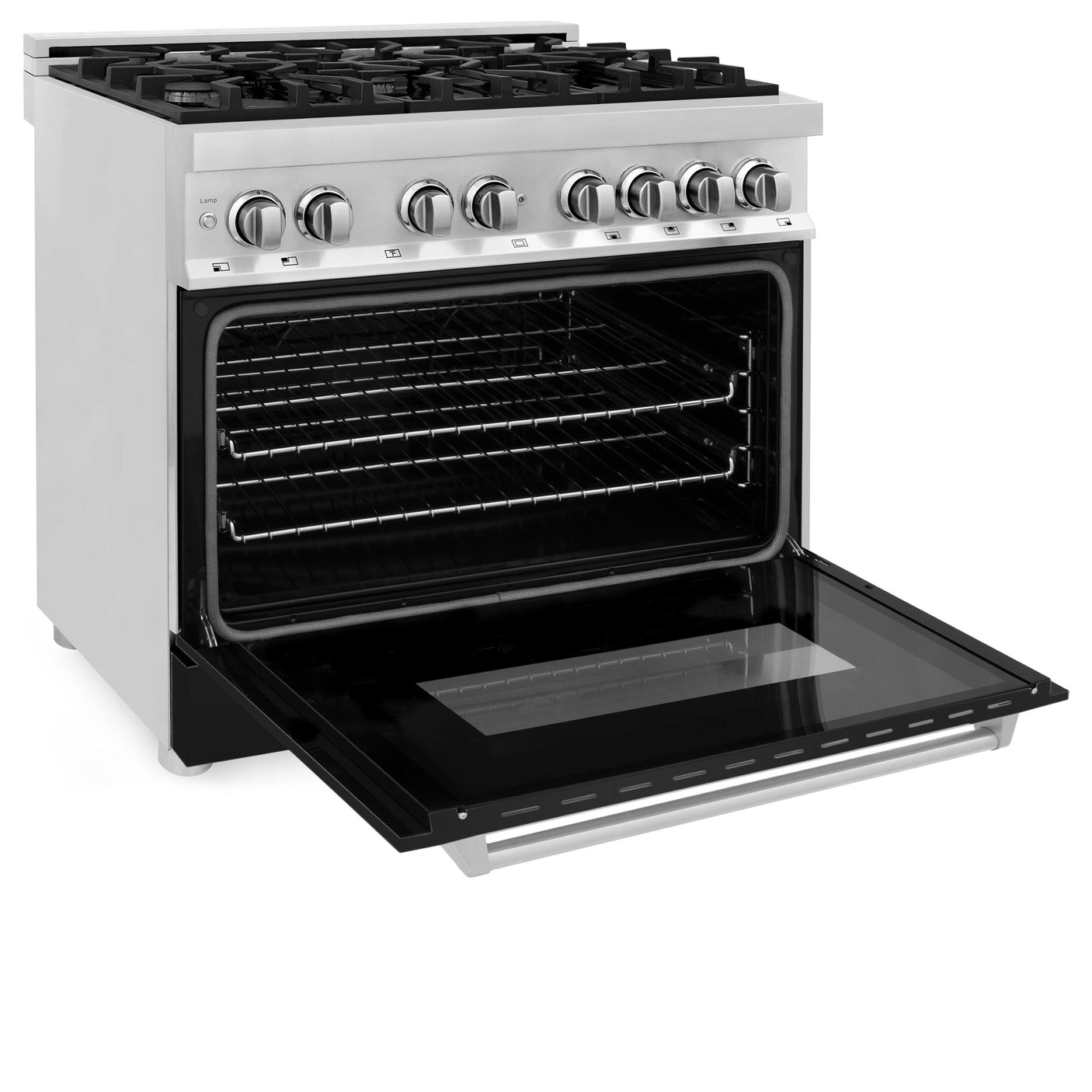 ZLINE 36 in. Dual Fuel Range with Gas Stove and Electric Oven in Stainless Steel (RA36) [Color: Blue Gloss]