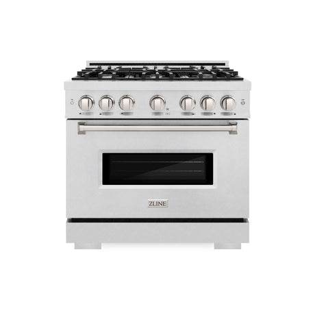 ZLINE 36 in. 5.2 cu. ft. Classic Gas Range with 6 Burner Cooktop and Convection Gas Oven in DuraSnow' Stainless Steel (CGRS-36)