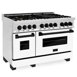 ZLINE Autograph Edition 48" 6.0 cu. ft. Dual Fuel Range with Gas Stove and Electric Oven in Stainless Steel with White Matte Door with Accents (RAZ-WM-48) [Color: Matte Black]