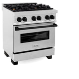 ZLINE Autograph Edition 30" 4.0 cu. ft. Dual Fuel Range with Gas Stove and Electric Oven in DuraSnow Stainless Steel with Accents (RASZ-SN-30) [Color: Matte Black]