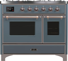 Majestic II 40 Inch Dual Fuel Natural Gas Freestanding Range in Blue Grey with Bronze Trim