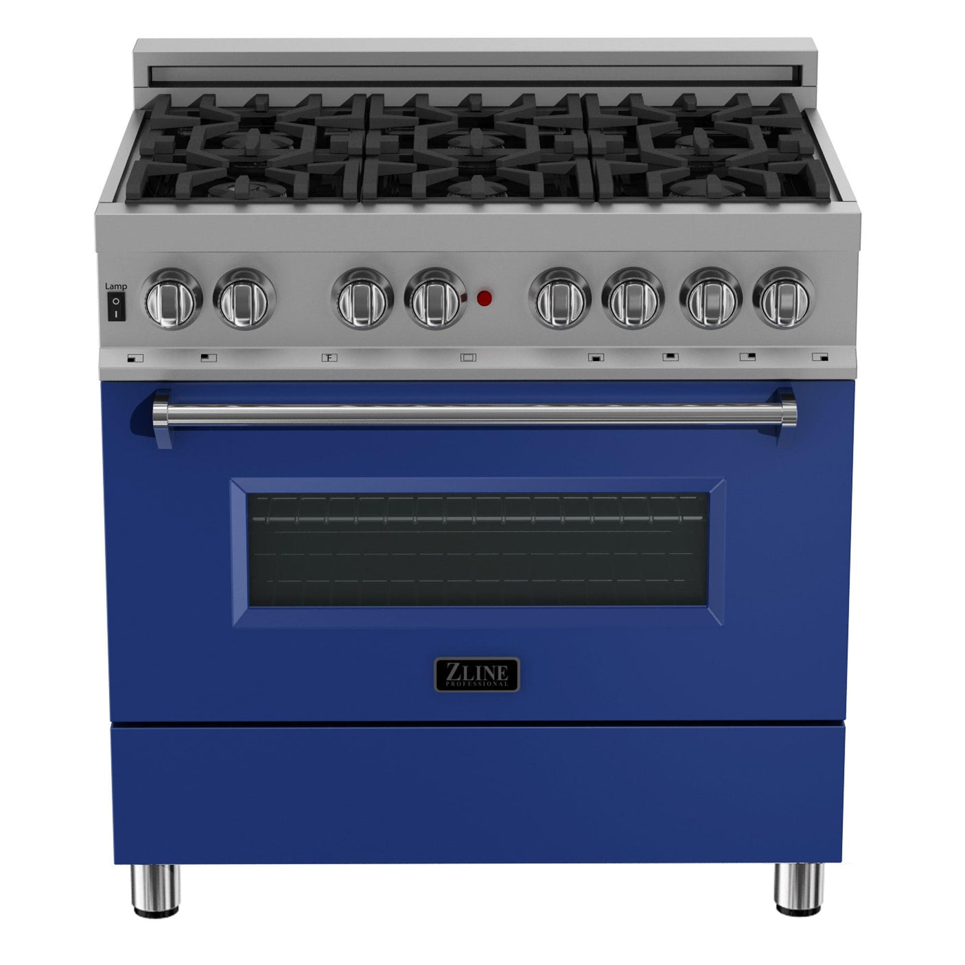 ZLINE 36 in. Professional Dual Fuel Range in DuraSnow Stainless Steel with Color Door Finishes (RAS-SN-36) [Color: Blue Matte]