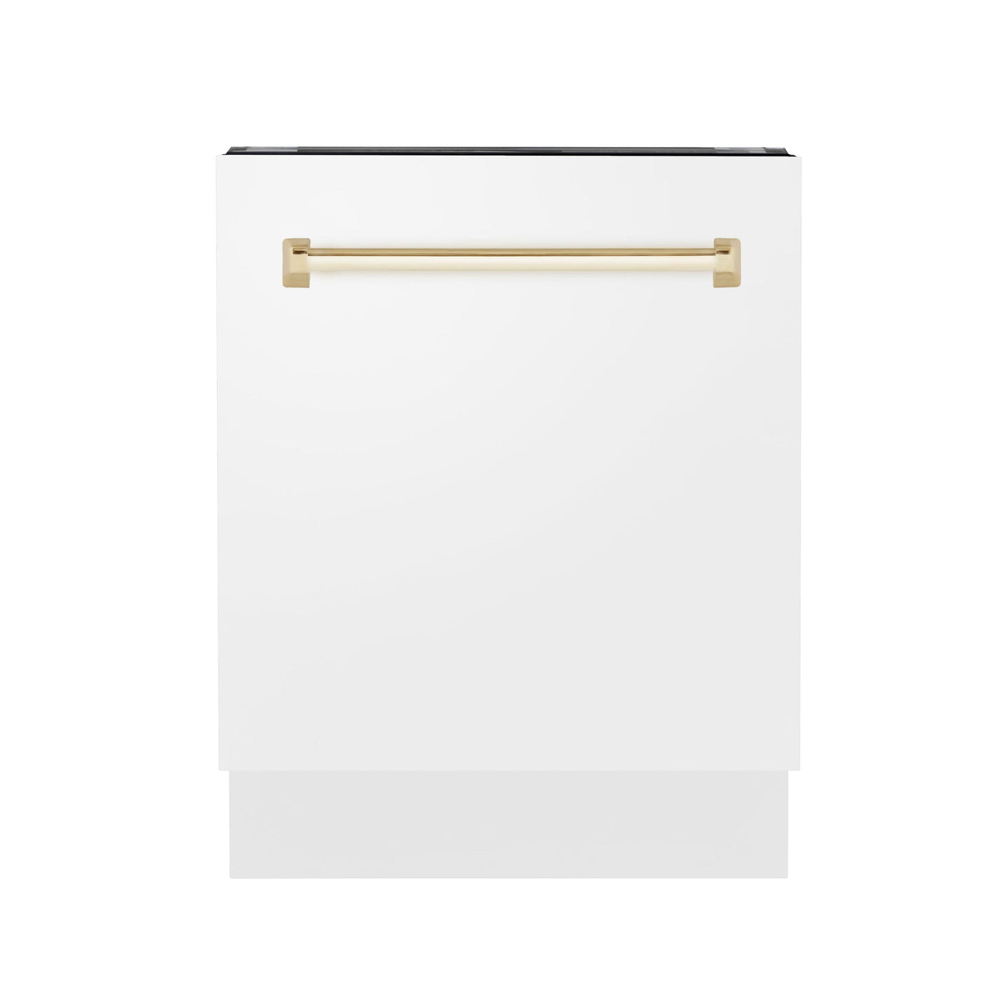 ZLINE Autograph Edition 24" 3rd Rack Top Control Tall Tub Dishwasher in White Matte with Accent Handle, 51dBa (DWVZ-WM-24) [Color: Champagne Bronze]