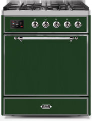 Majestic II 30 Inch Dual Fuel Natural Gas Freestanding Range in Emerald Green with Chrome Trim