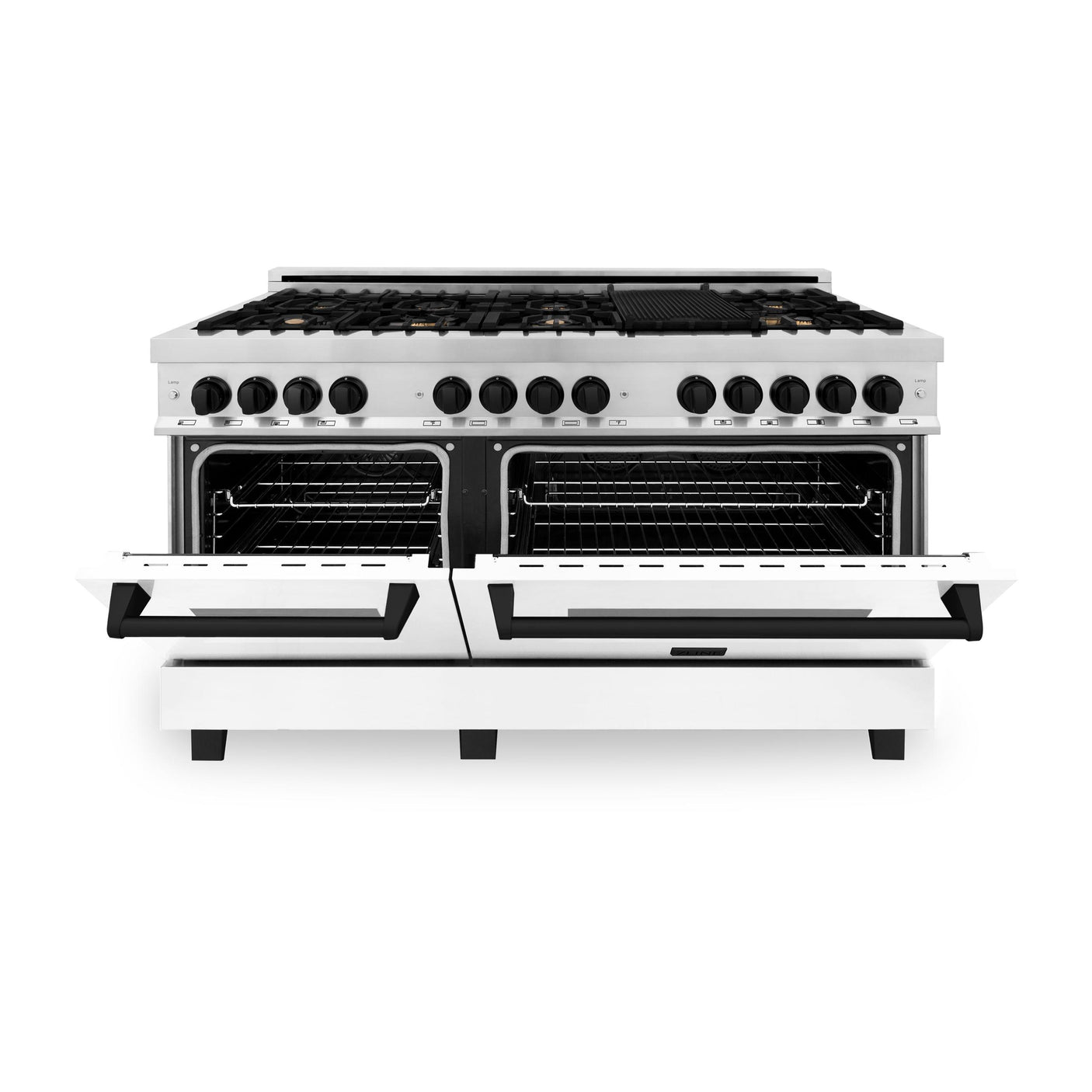 ZLINE Autograph Edition 60" 7.4 cu. ft. Dual Fuel Range with Gas Stove and Electric Oven in Stainless Steel with White Matte Door and Accents (RAZ-WM-60) [Color: Matte Black]