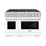 ZLINE 48 in. 6.7 cu. ft. Select Double Oven Dual Fuel Range with 8 Burner Gas Cooktop in DuraSnow' Stainless Steel with Black Matte Doors (HDRS-BLM-48)