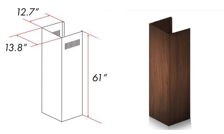 ZLINE 61" Wooden Chimney Extension for Ceilings up to 12.5 ft. (393AH-E)