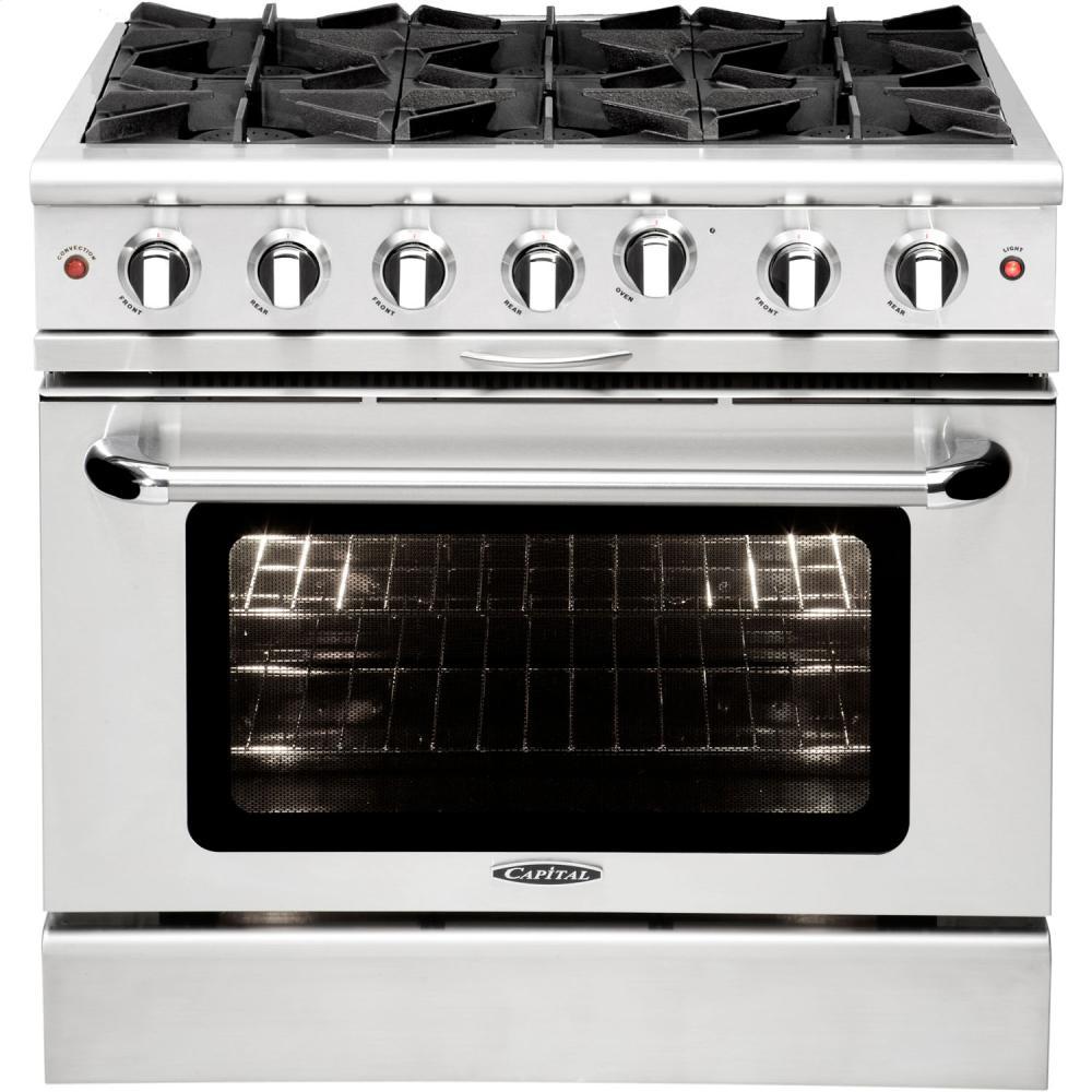 36" Gas Range with 6 Open Burners 25K BTU