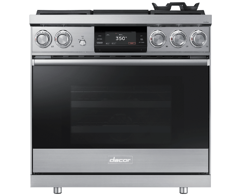 36" Pro Dual-Fuel Steam Range, Silver Stainless Steel, Liquid Propane