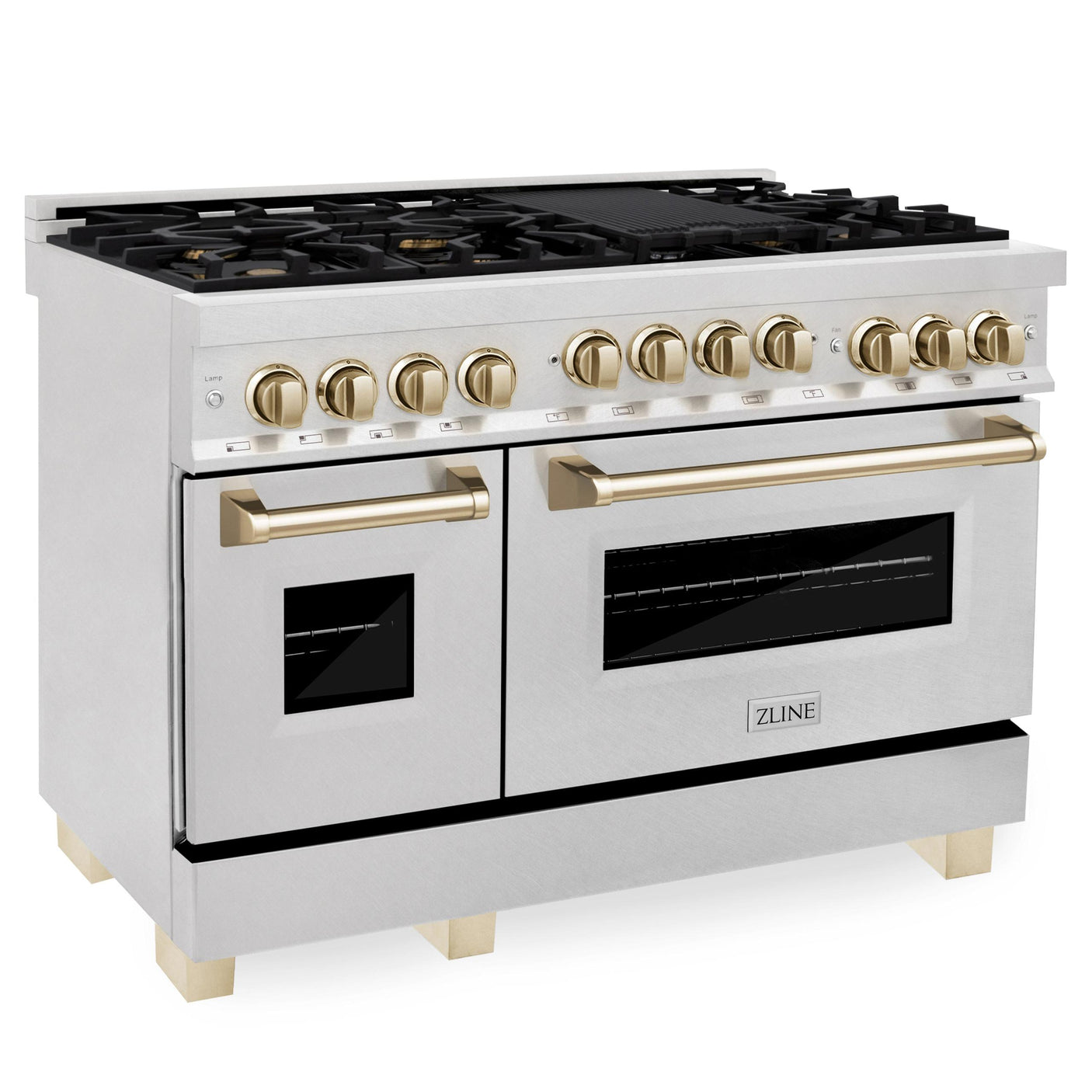 ZLINE Autograph Edition 48" 6.0 cu. ft. Range with Gas Stove and Gas Oven in DuraSnow Stainless Steel with Accents (RGSZ-SN-48) [Color: Champagne Bronze]