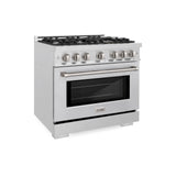 ZLINE 36 in. 5.2 cu. ft. Select Gas Range with 6 Burner Cooktop and Convection Gas Oven in DuraSnow' Stainless Steel (HGRS-36)