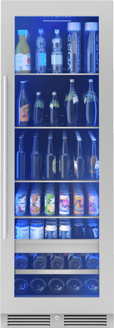 Presrv Beverage Cooler, 24in Full Size, SS+Glass, Reversible Door, 1 Zone