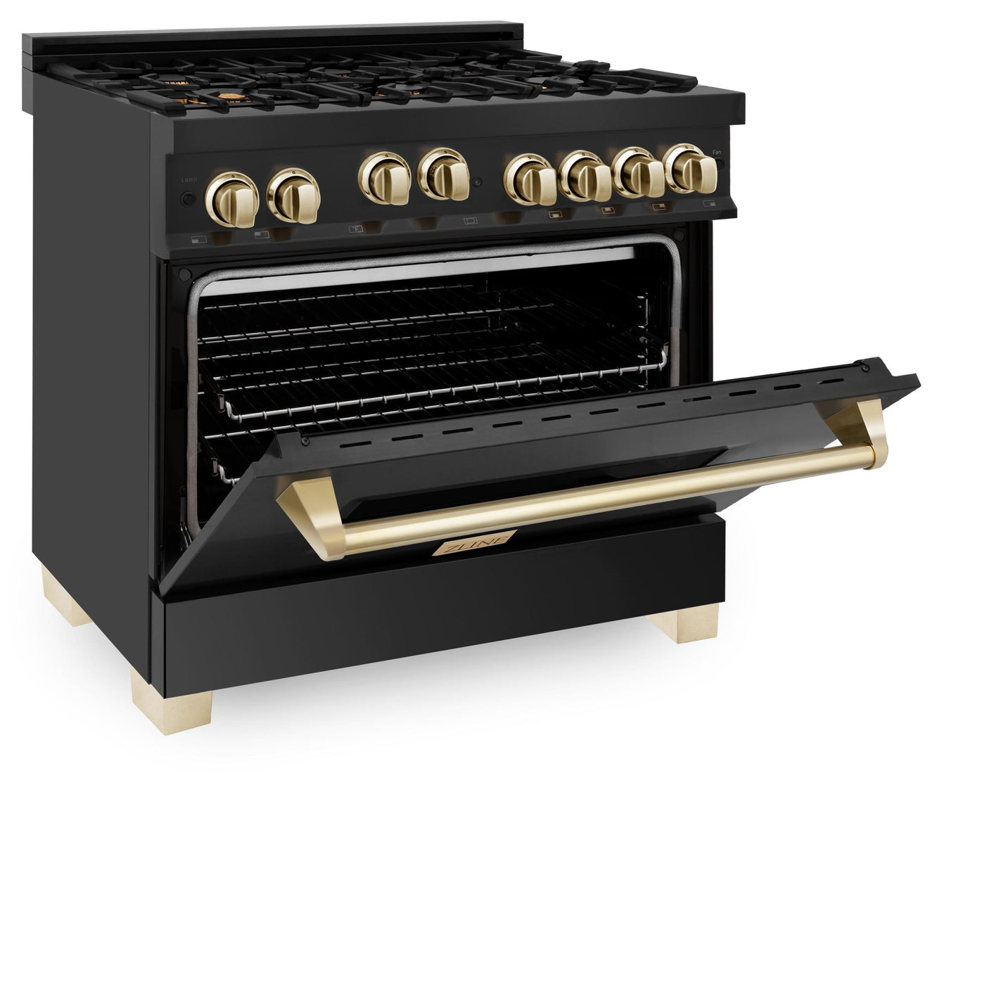 ZLINE Autograph Edition 36" 4.6 cu. ft. Range with Gas Stove and Gas Oven in Black Stainless Steel with Accents (RGBZ-36) [Size: Champagne Bronze]