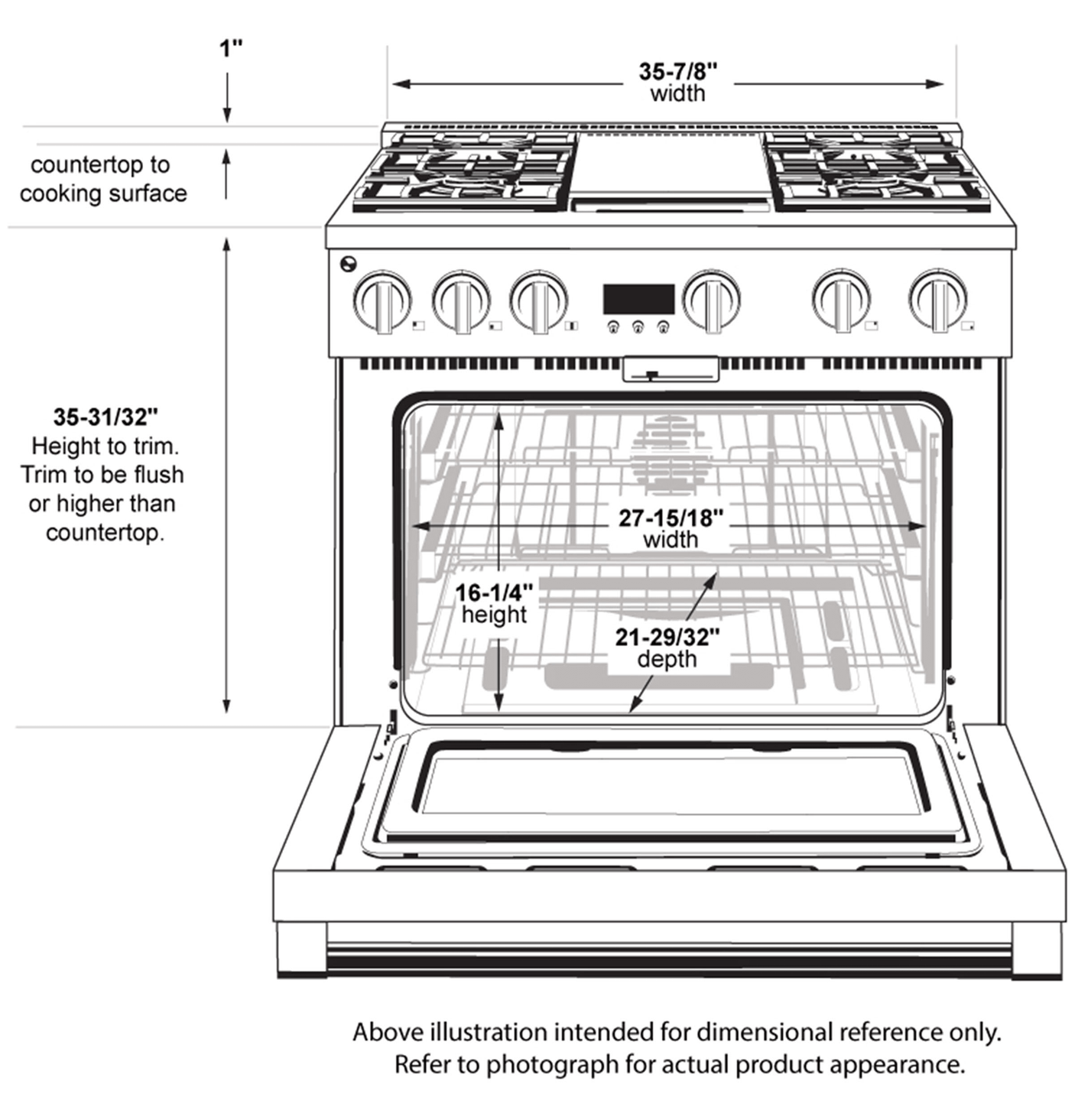 Monogram 36" All Gas Professional Range with 4 Burners and Griddle