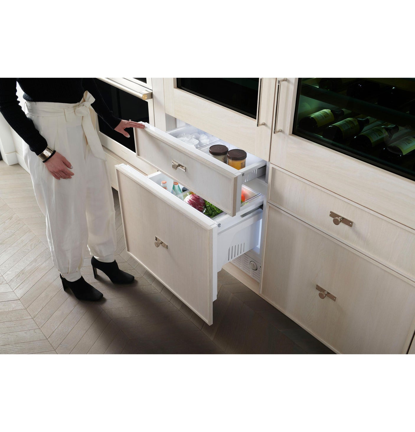 Monogram 30" Panel-Ready Integrated Glass-Door Refrigerator for Single or Dual Installation