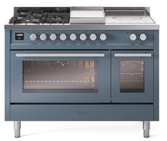 Professional Plus II 48 Inch Dual Fuel Liquid Propane Freestanding Range in Blue Grey with Trim