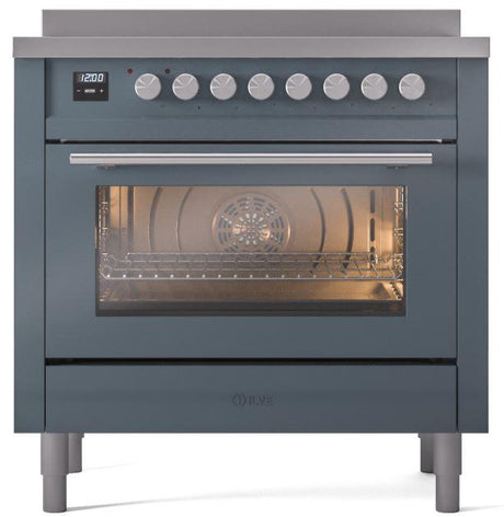 Professional Plus II 36 Inch Electric Freestanding Range in Blue Grey with Trim