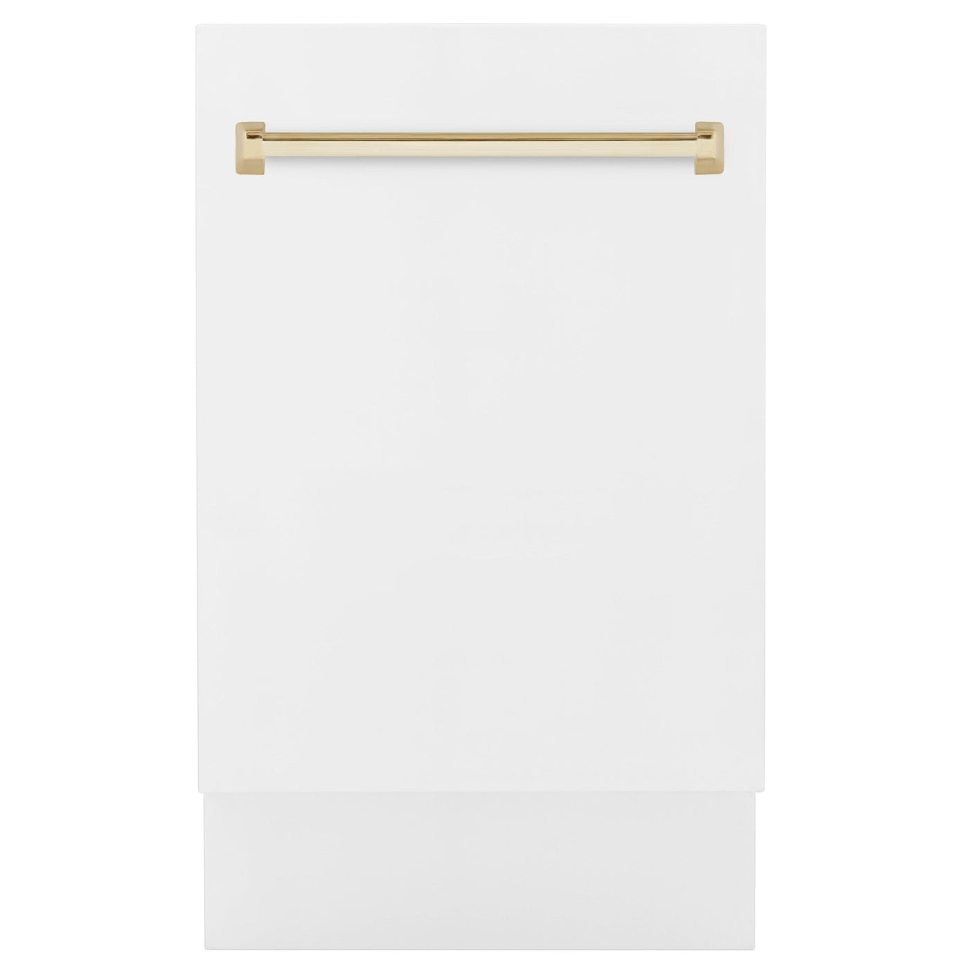 ZLINE Autograph Edition 18" Compact 3rd Rack Top Control Dishwasher in White Matte with Accent Handle, 51dBa (DWVZ-WM-18) [Color: Gold]