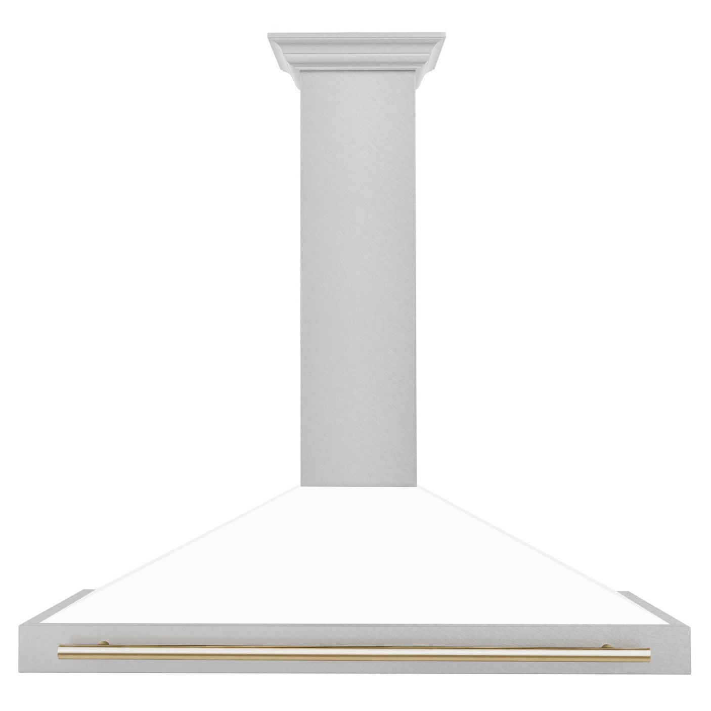 ZLINE 48 in. Autograph Edition DuraSnow Stainless Steel Range Hood with White Matte Shell and Accented Handles (KB4SNZ-WM48) [Color: Gold Accents]