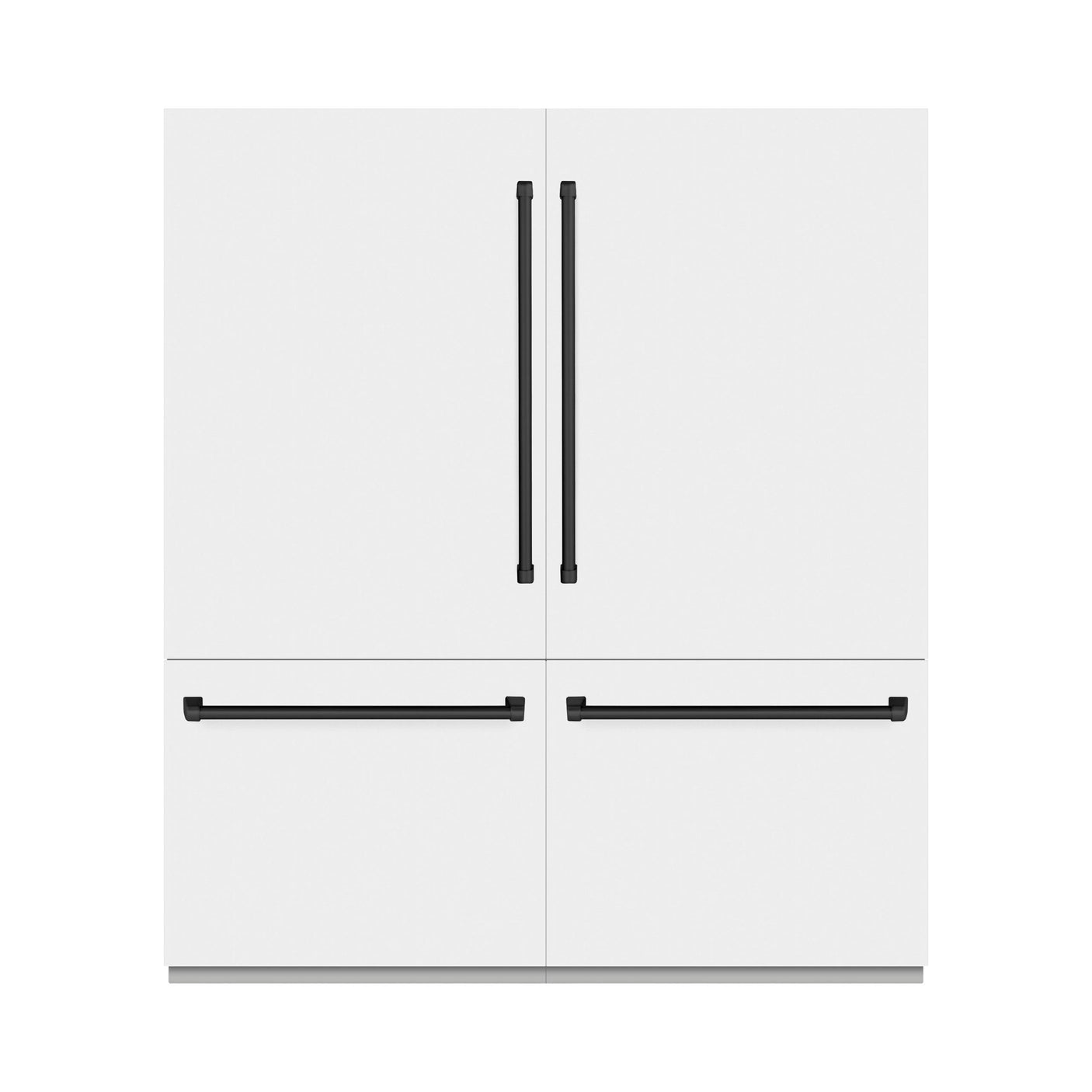 ZLINE Autograph Edition 72 in. 39.6 cu. ft. French Door Built-In Bottom Freezer Refrigerator with Water Dispensers and Ice Makers in White Matte and Matte Black Accents (RBITZ-WM-72-MB)