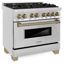 ZLINE Autograph Edition 36" 4.6 cu. ft. Dual Fuel Range with Gas Stove and Electric Oven in Stainless Steel with Accents (RAZ-36) [Color: Champagne Bronze]