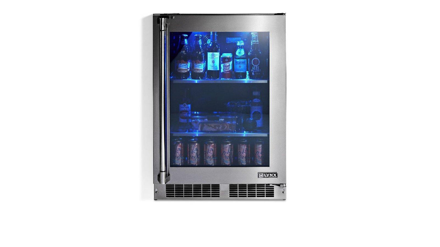 24" Outdoor Glass Door Refrigerator, Right Hinge