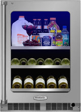 24" Beverage Center with Display Wine Rack - Panel Overlay Frame Ready, Glass Door with Lock - Integrated Left Hinge