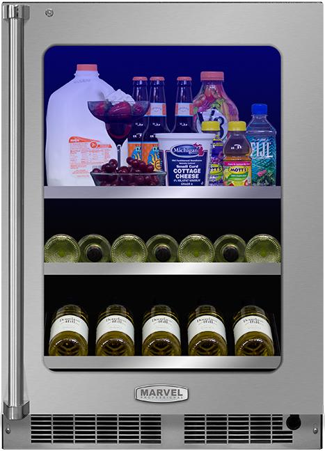 24" Beverage Center with Display Wine Rack - Panel Overlay Frame Ready, Glass Door with Lock - Integrated Right Hinge