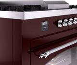 Nostalgie II 60 Inch Dual Fuel Natural Gas Freestanding Range in Burgundy with Chrome Trim