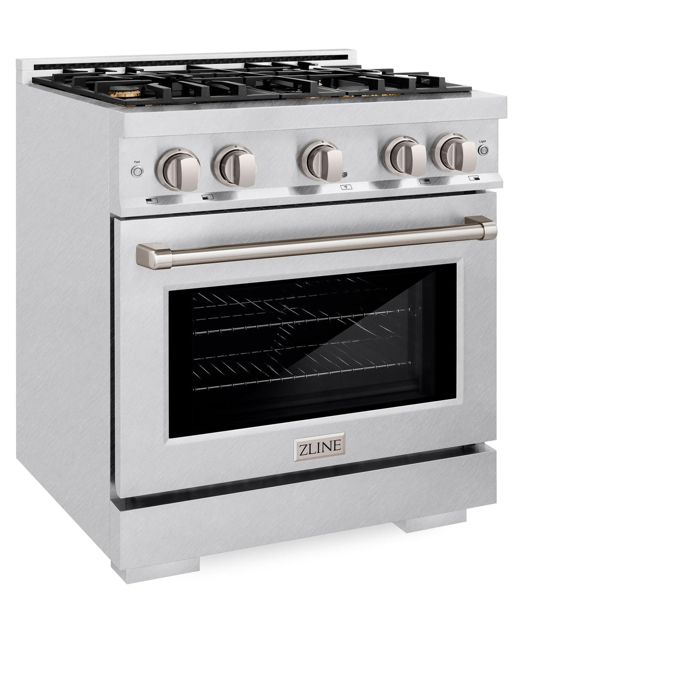 ZLINE 30 in. 4.2 cu. ft. Select Dual Fuel Range with Gas Cooktop and Electric Convection Oven in DuraSnow' Stainless Steel with 4 Brass Burners (HDRS-BR-30)