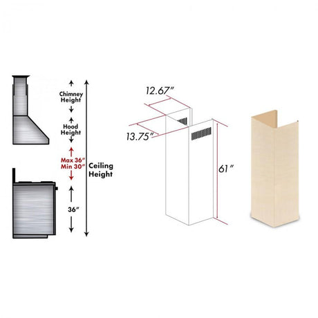 ZLINE 61 in. Wooden Chimney Extension for Ceilings up to 12.5 ft. (369UF-E)