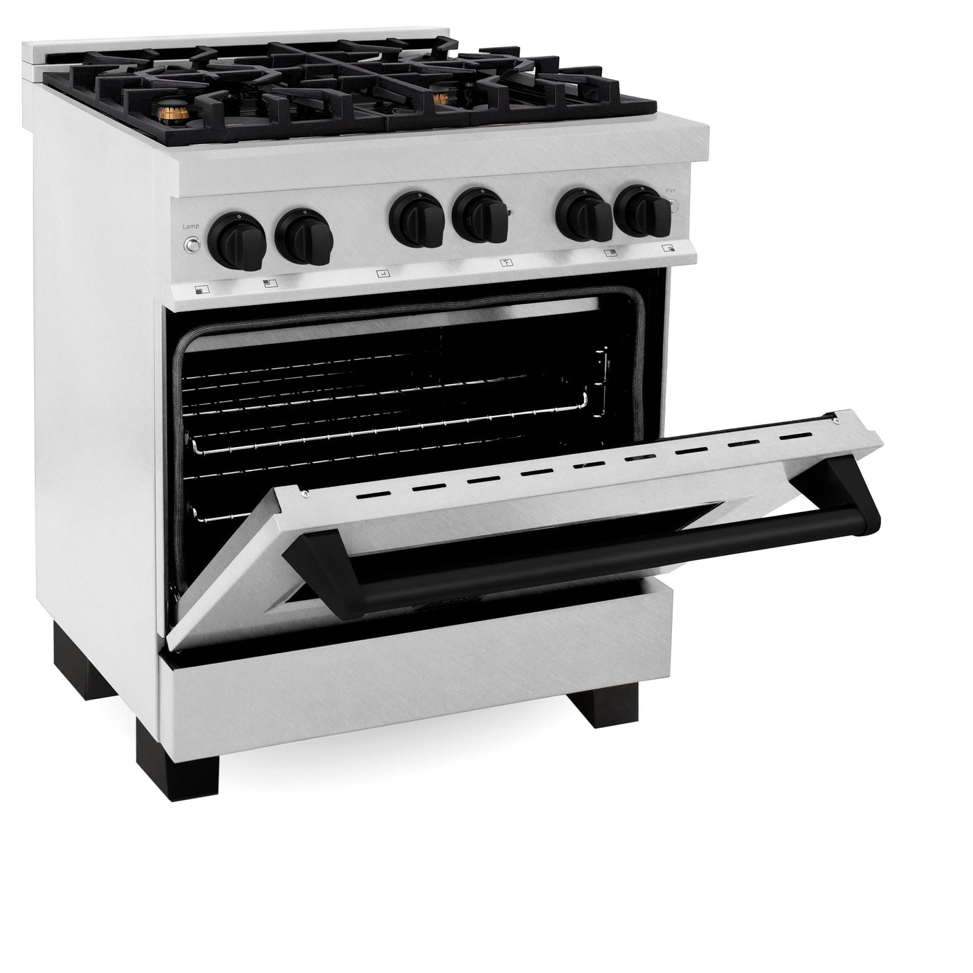 ZLINE 30" 4.0 cu. ft. Range with Gas Stove and Gas Oven in DuraSnow® Stainless Steel with Accents (RGSZ-SN-30) [Accent: Champagne Bronze]