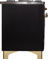 Majestic II 40 Inch Dual Fuel Natural Gas Freestanding Range in Matte Graphite with Brass Trim